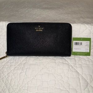 Kate Spade Black Zip Wallet with Gold Zipper Cameron Street Lacey